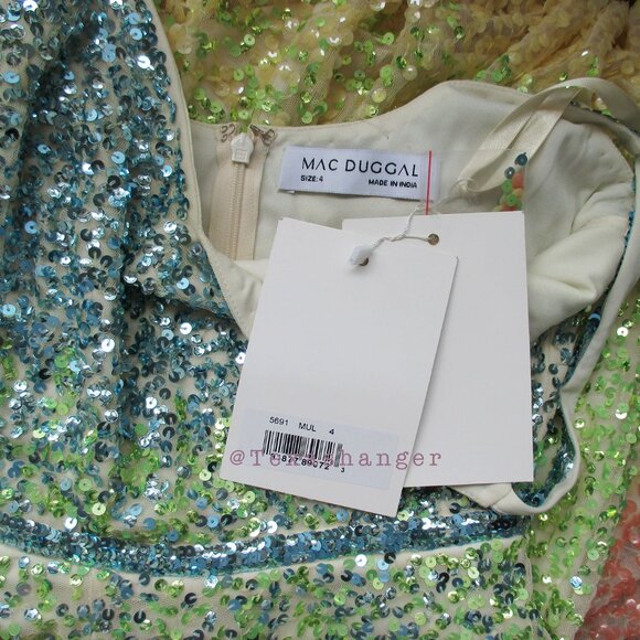 NWT Mac Duggal Sequin Gradient Multi Pastel Color Evening Gown Size 4 5691 - Picture 8 of 10